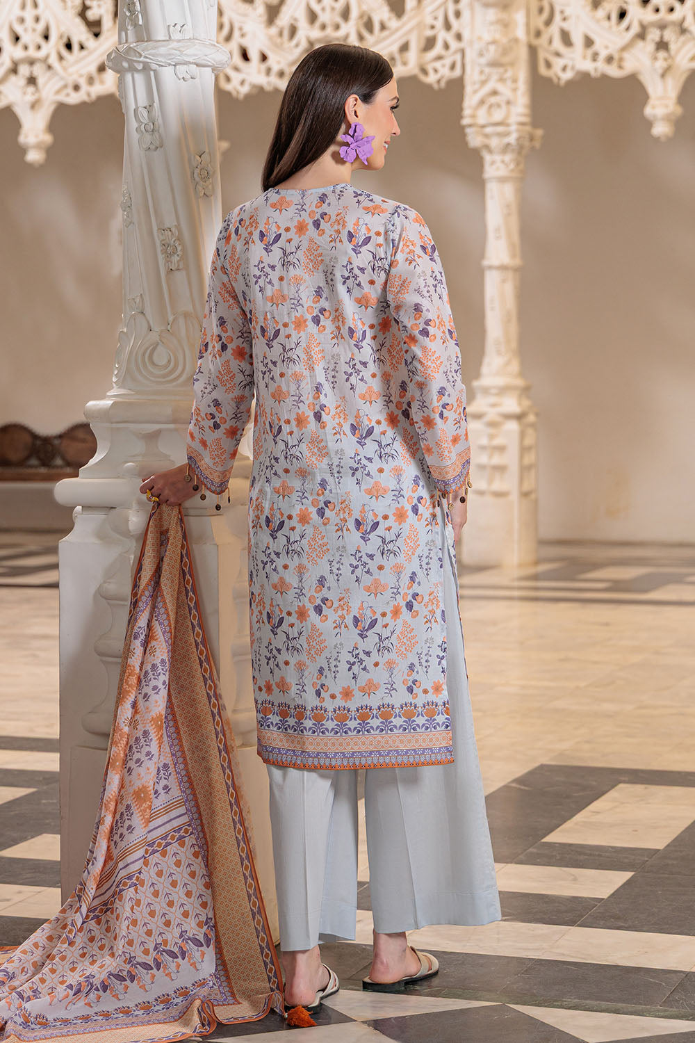 3 Piece Printed Lawn Suit And Dyed Trouser