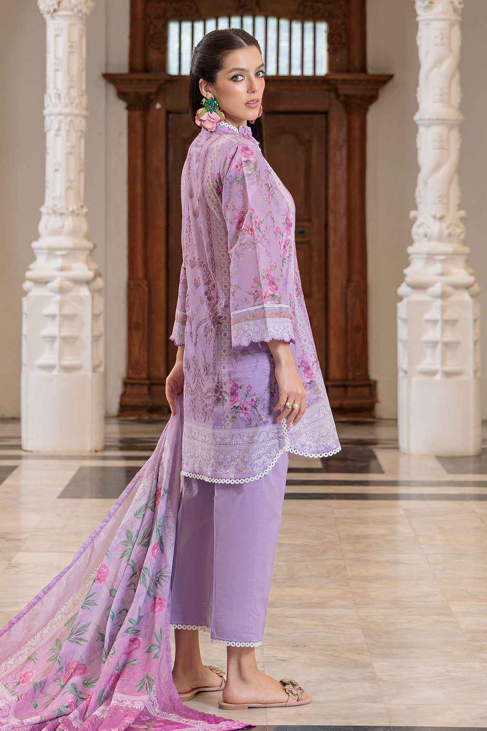 3 Piece Printed Lawn Suit And Dyed Trouser
