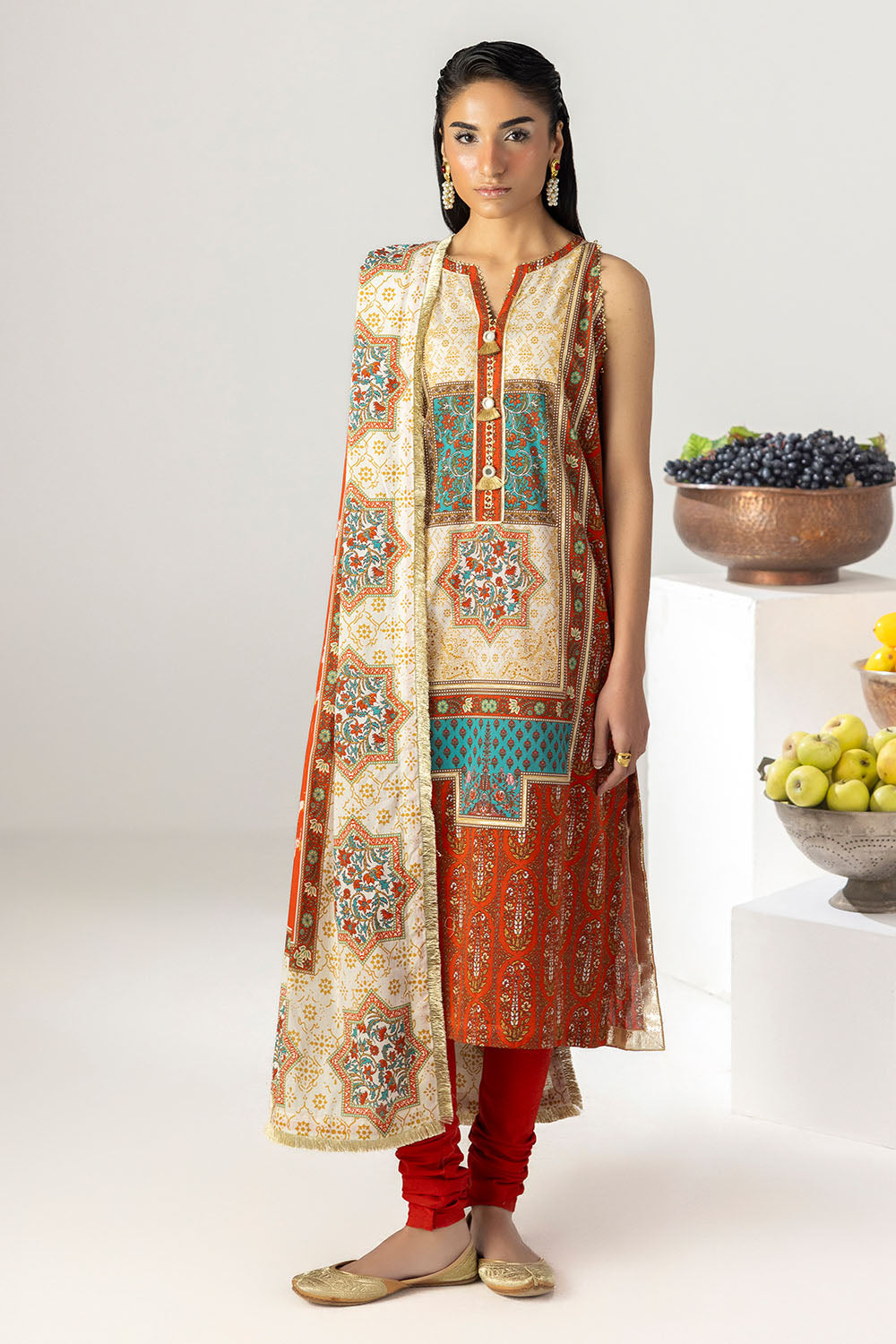 3 Piece Printed Lawn Suit With Printed Lawn Dupatta