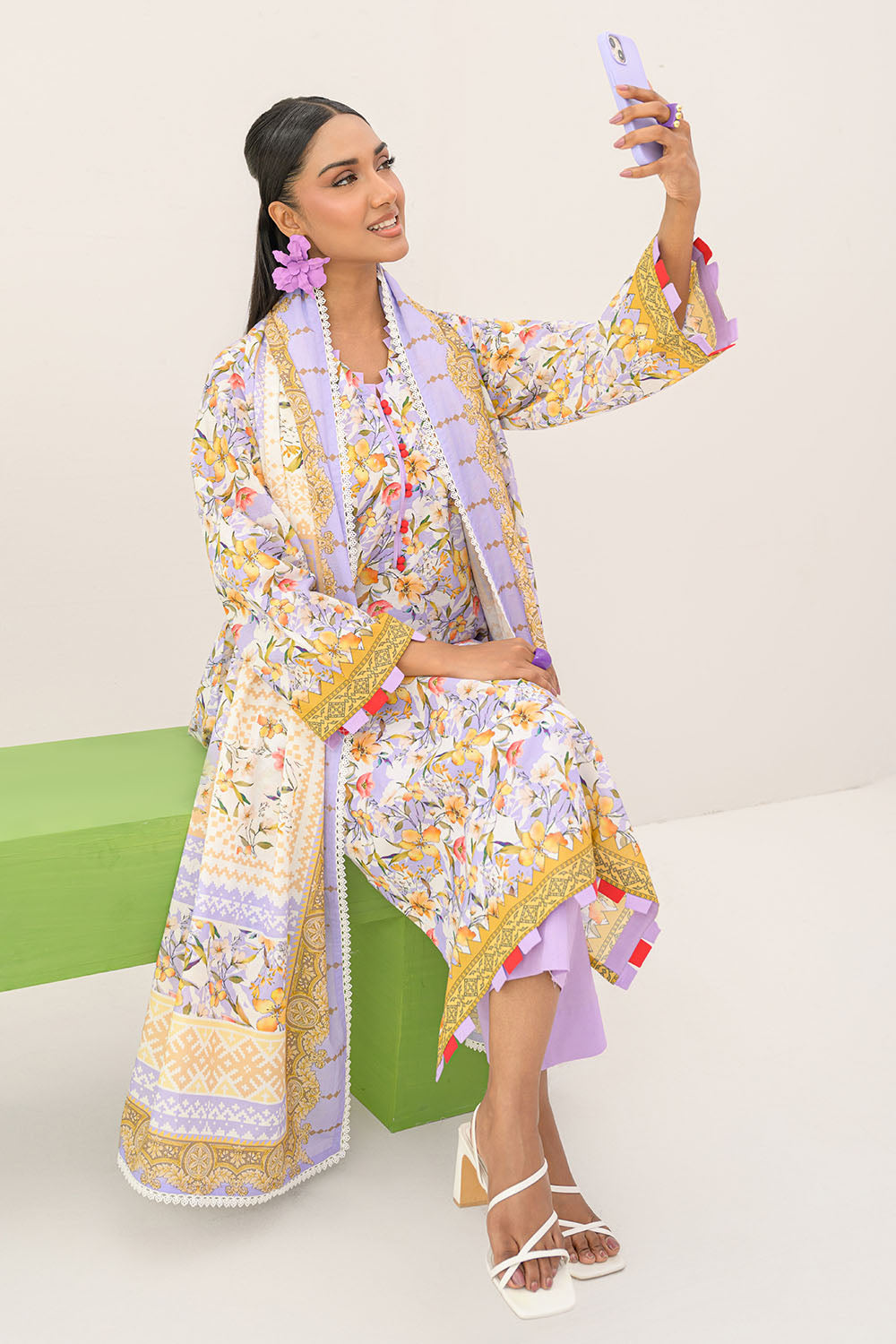 3 Piece Printed Lawn Suit And Dyed Trouser