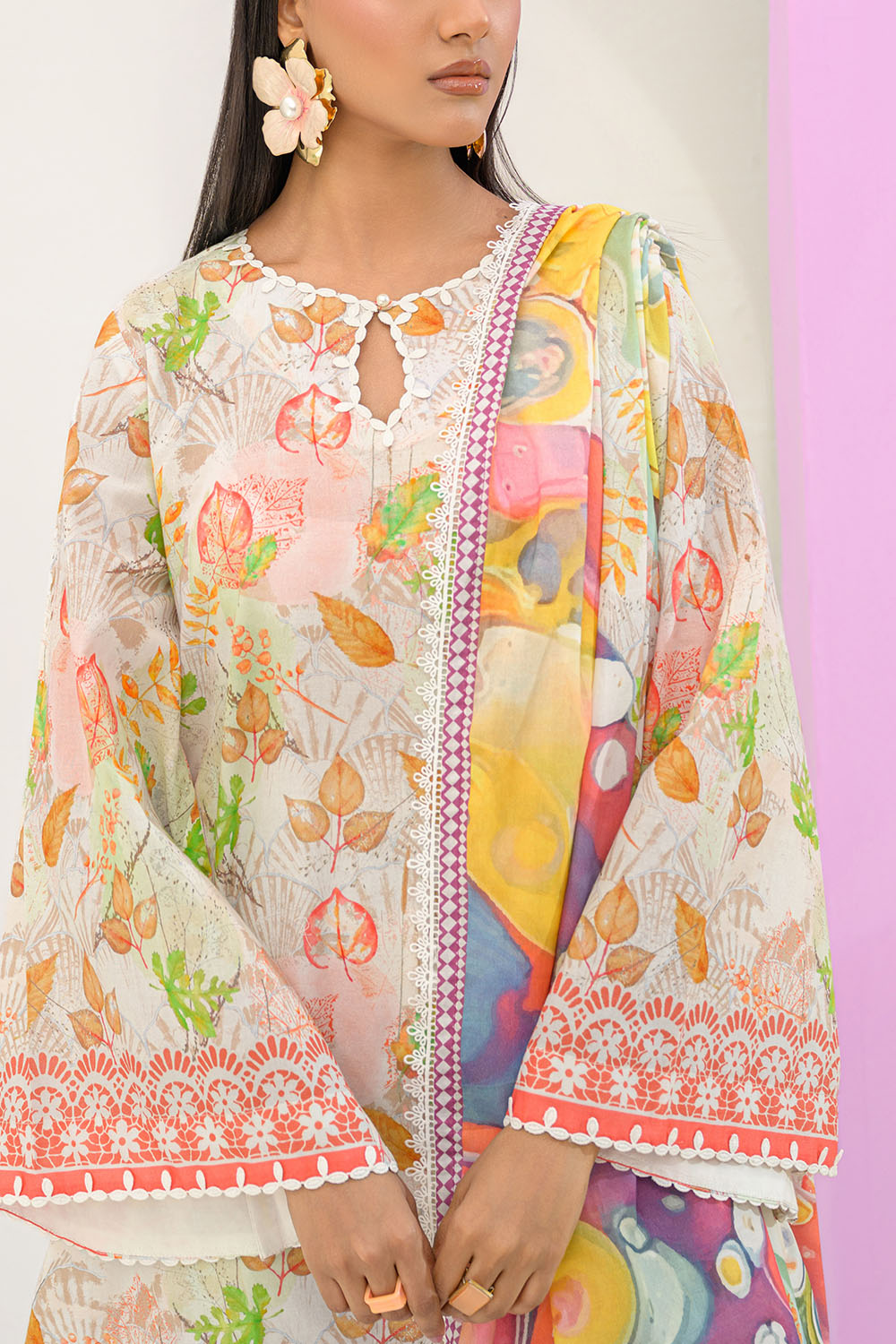 3 Piece Printed Lawn Suit And Dyed Trouser