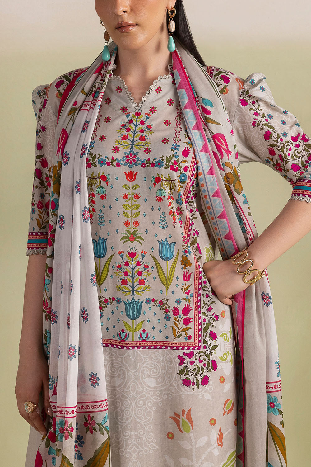 3 Piece Printed Lawn Suit with Dupatta