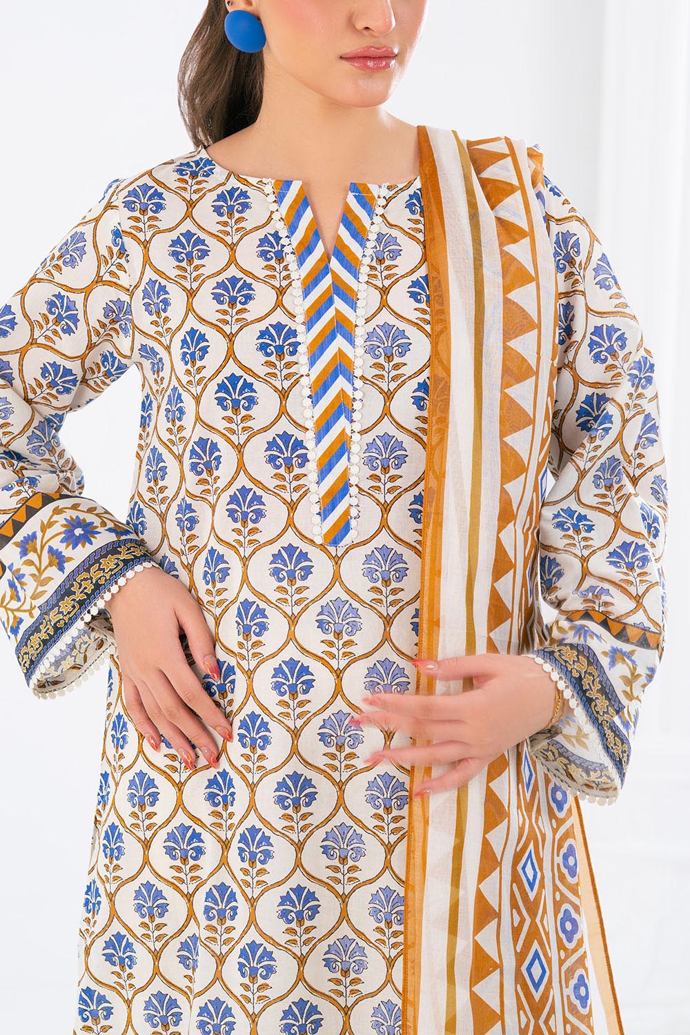 3 Piece Printed Lawn Suit with Dupatta