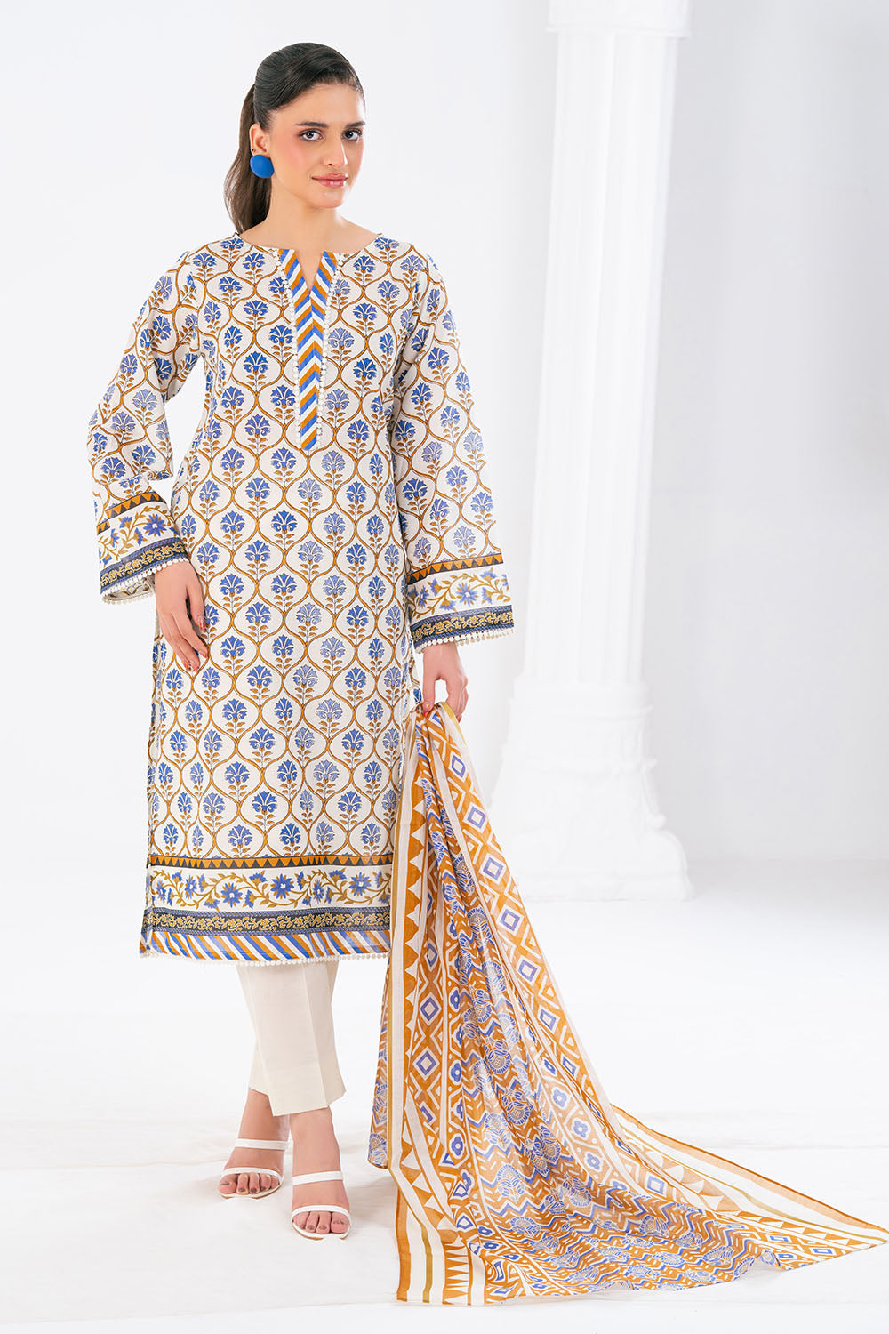 3 Piece Printed Lawn Suit with Dupatta