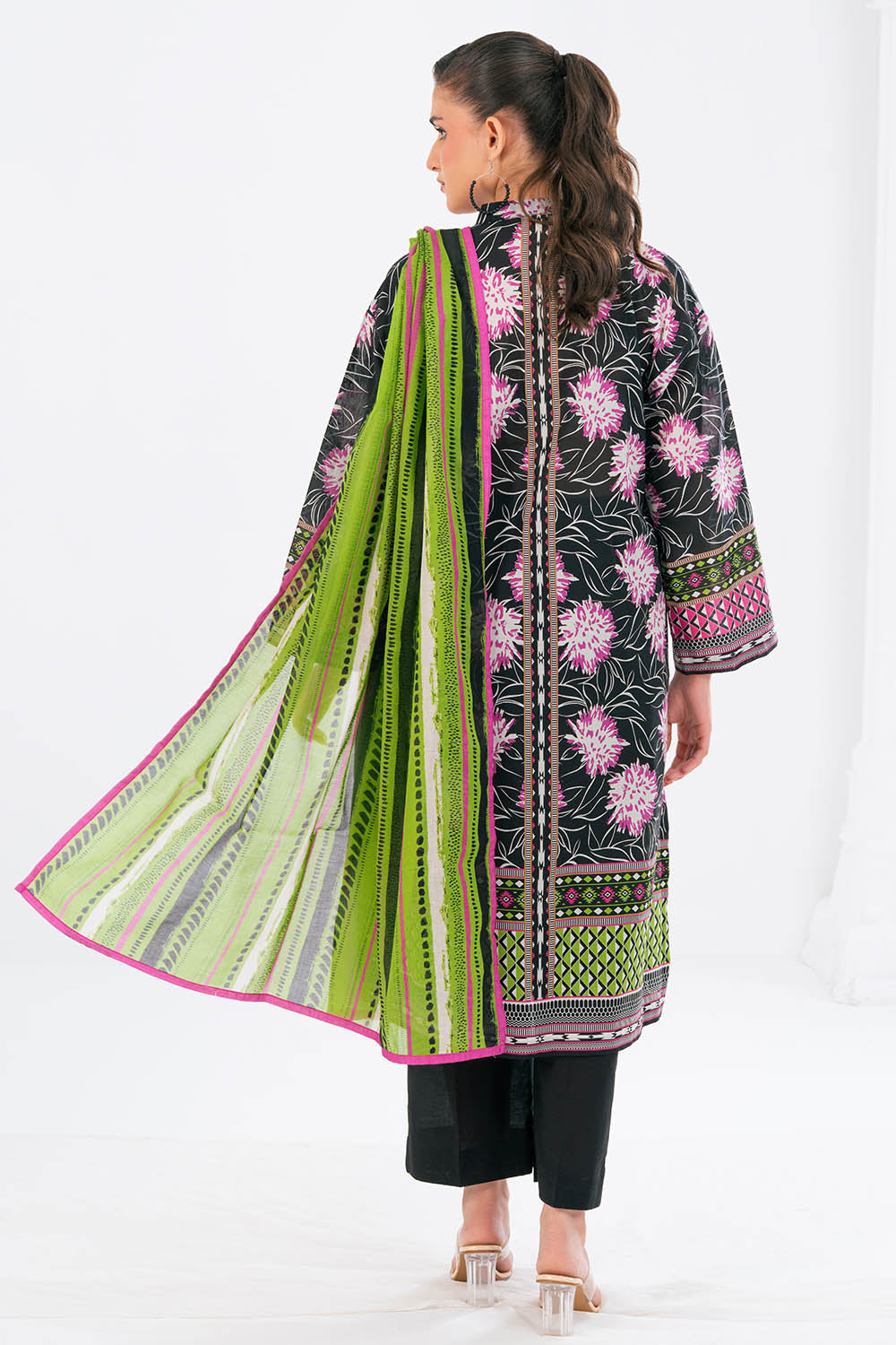 3 Piece Printed Blended Suit