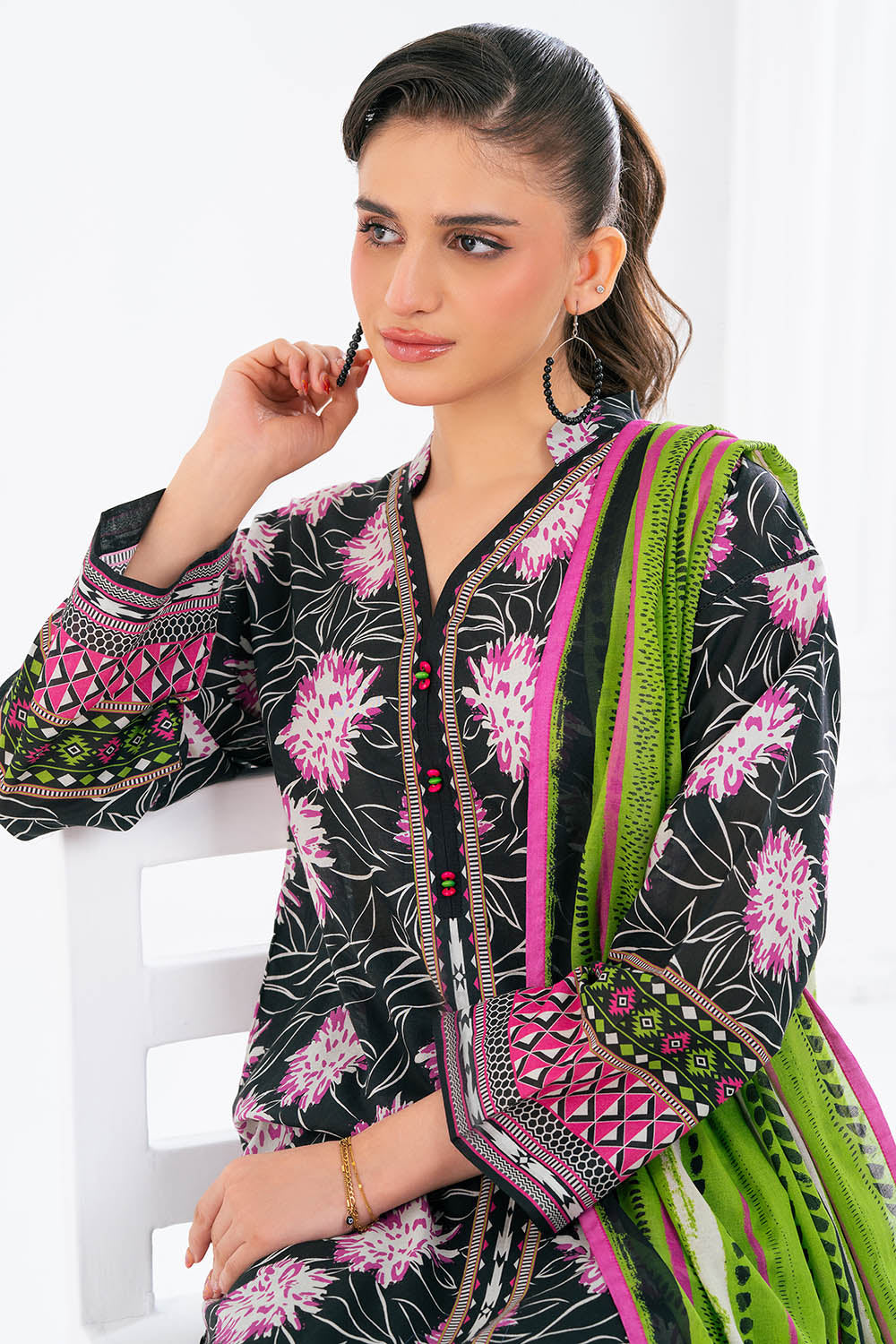 3 Piece Printed Blended Suit