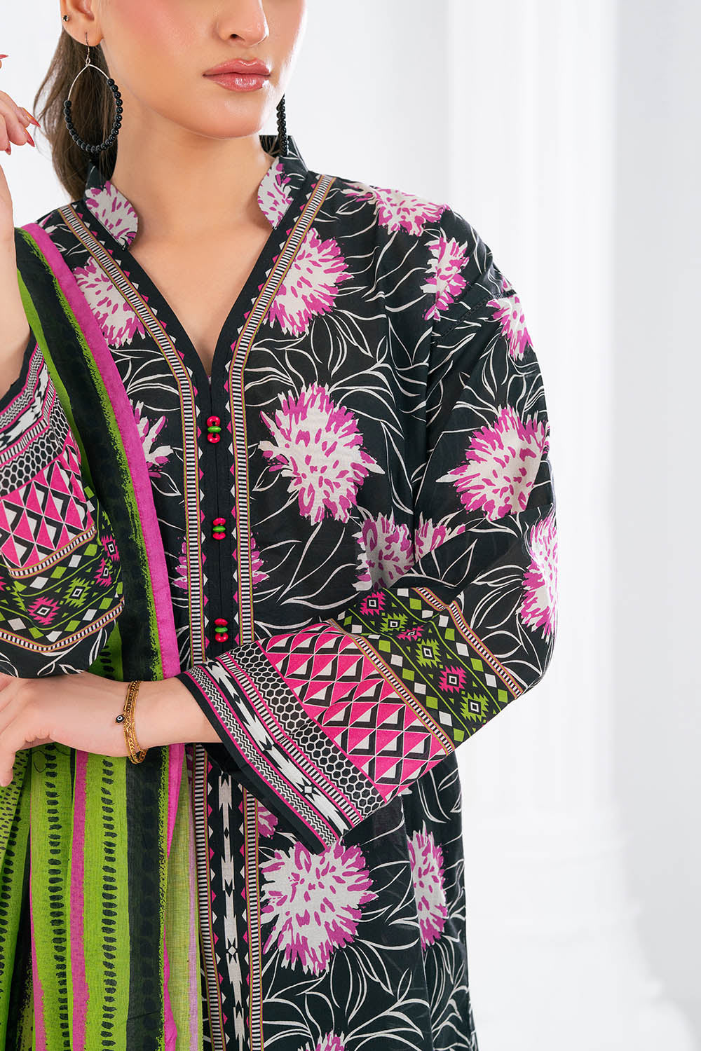3 Piece Printed Blended Suit