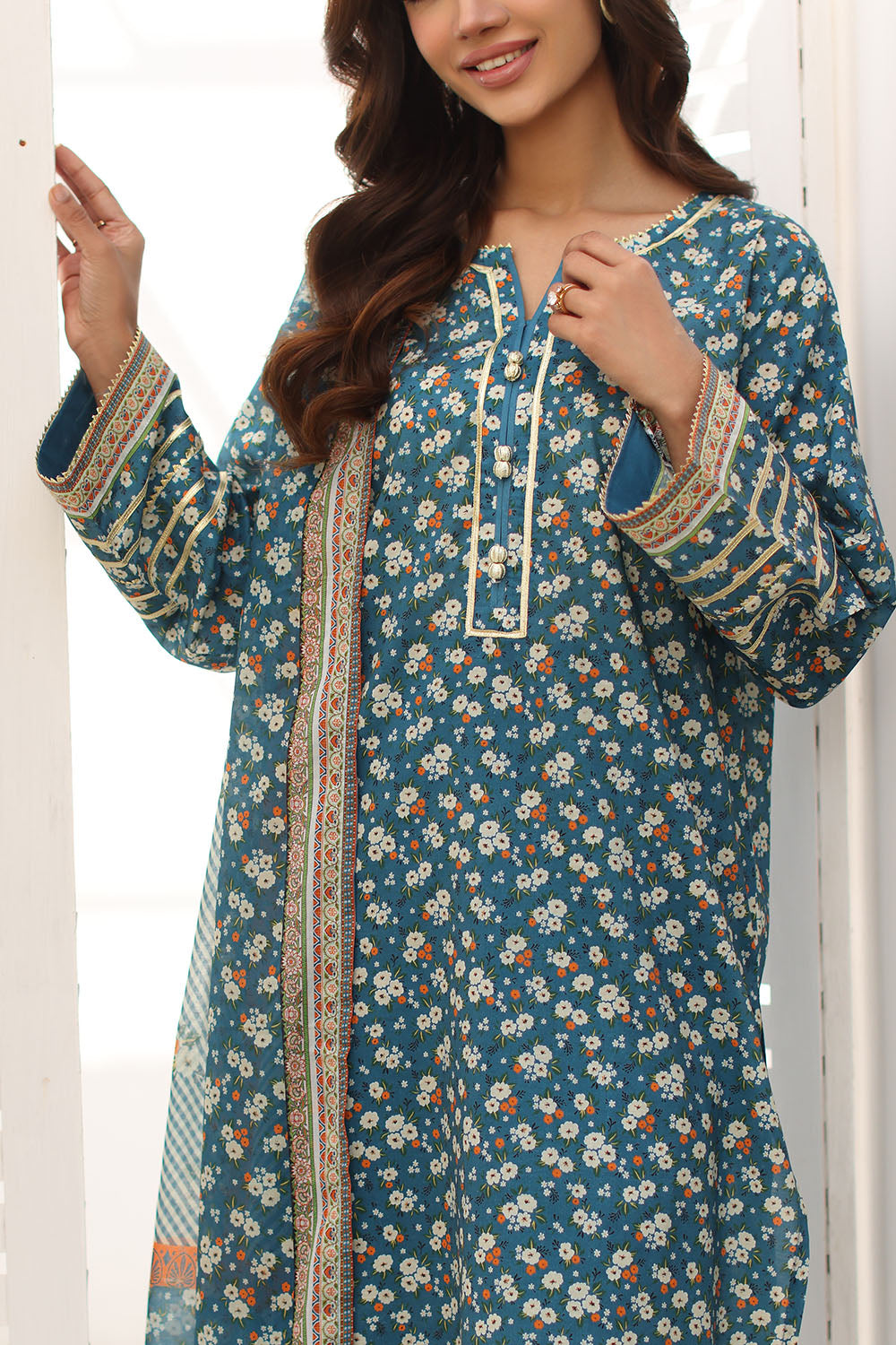 3 Piece Printed Lawn Suit with Printed Lawn Dupatta