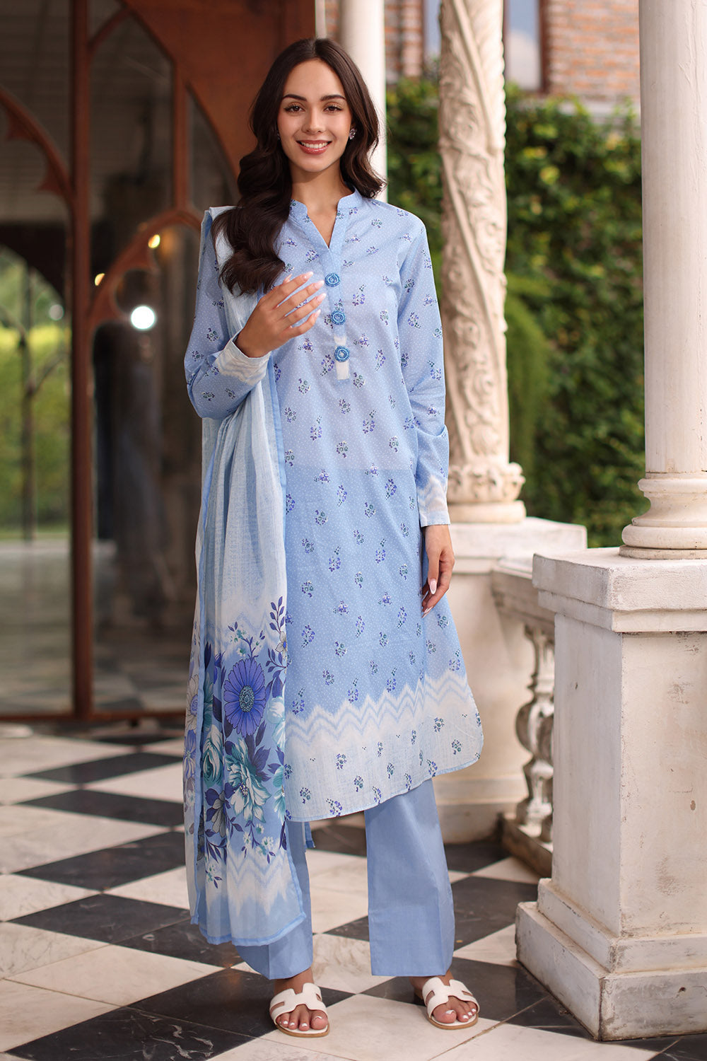 3 Piece Printed Lawn Suit with Printed Lawn Dupatta
