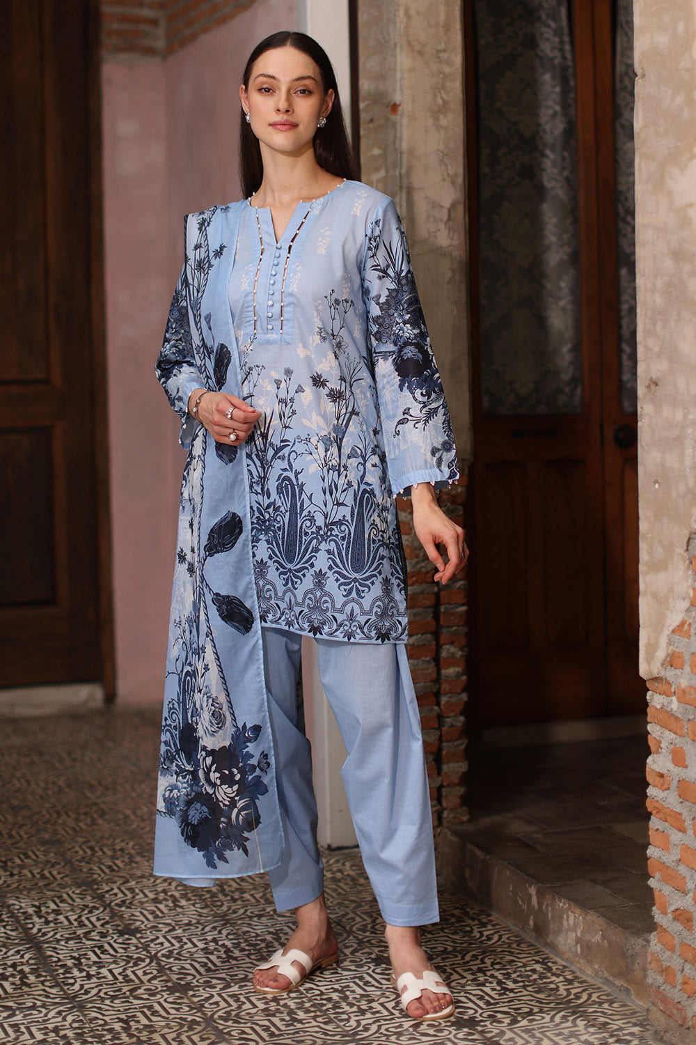 3 Piece Printed Lawn Suit with Printed Lawn Dupatta