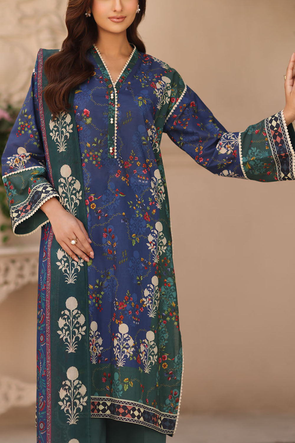 3 Piece Printed Lawn Suit with Printed Lawn Dupatta