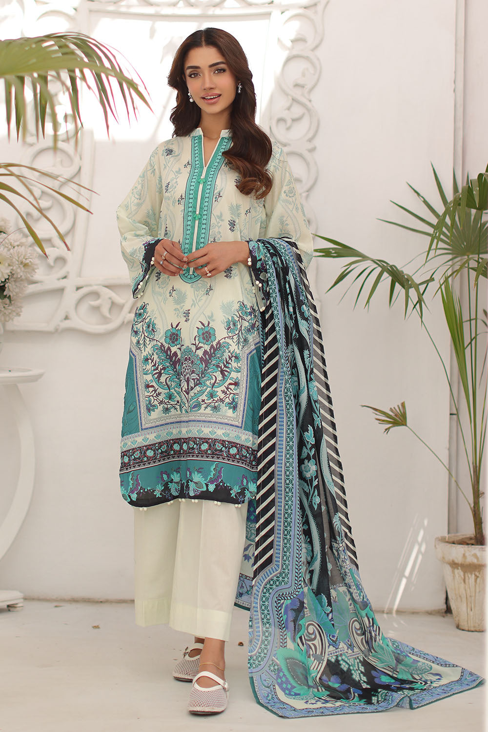 3 Piece Printed Lawn Suit with Printed Lawn Dupatta