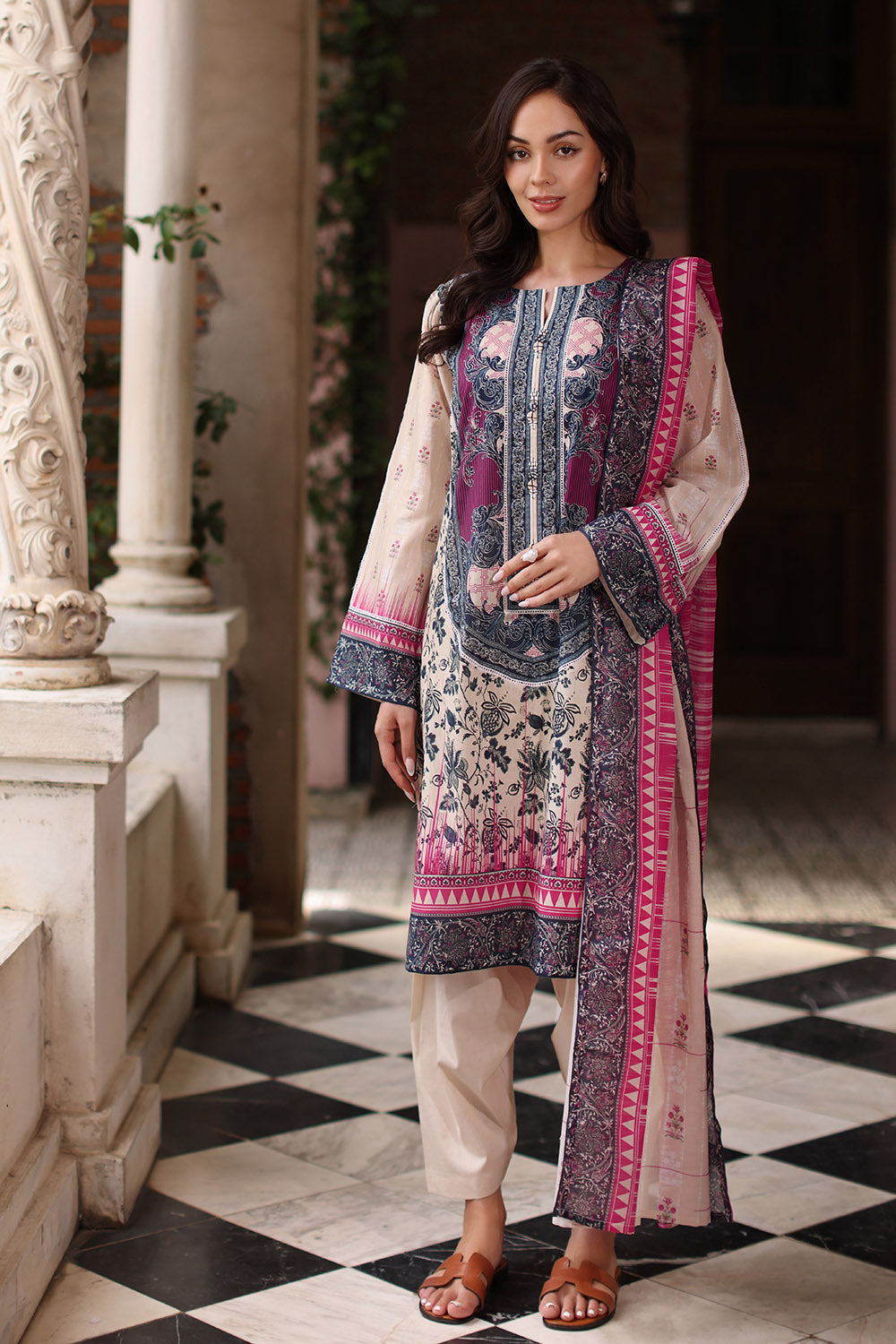 3 Piece Printed Lawn Suit with Printed Lawn Dupatta