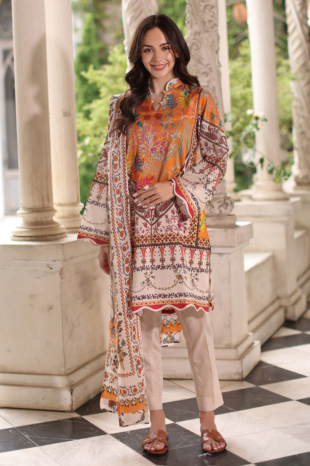 3 Piece Printed Lawn Suit with Printed Lawn Dupatta