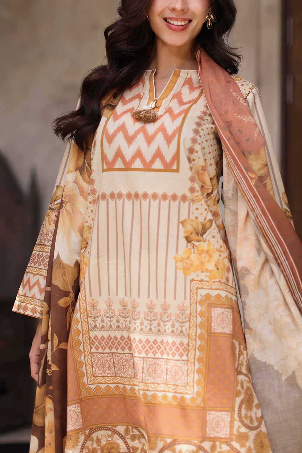 3 Piece Printed Lawn Suit with Printed Lawn Dupatta
