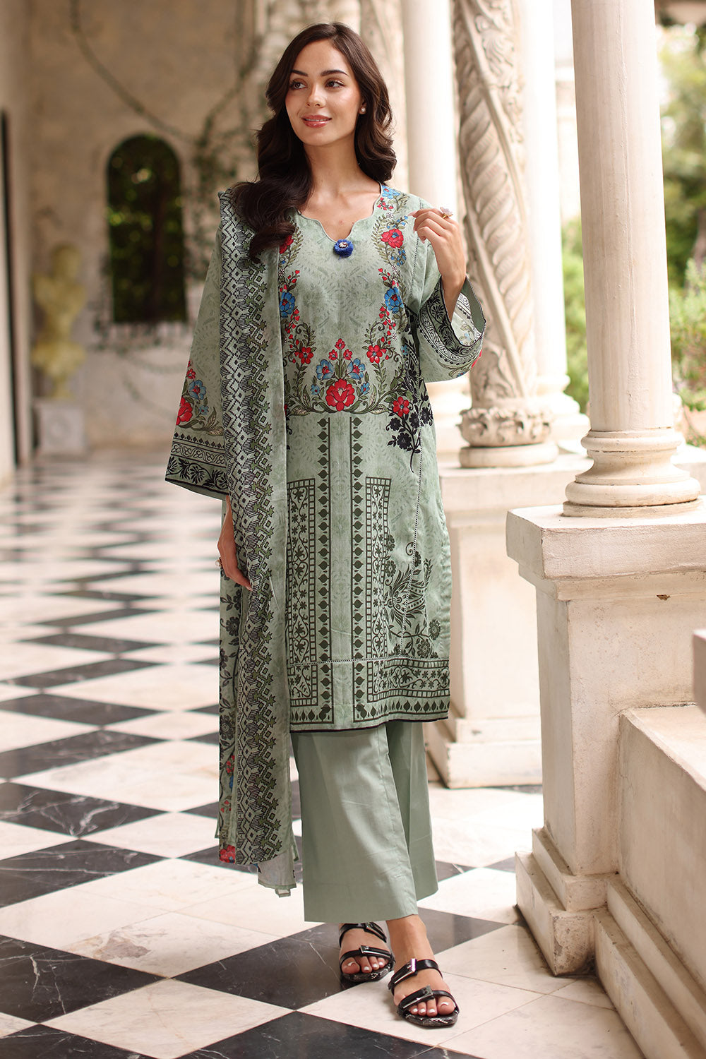 3 Piece Printed Lawn Suit with Printed Lawn Dupatta