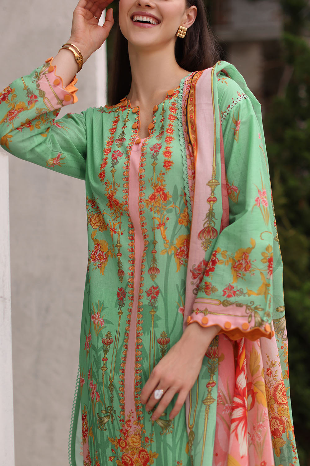 3 Piece Printed Lawn Suit with Printed Lawn Dupatta