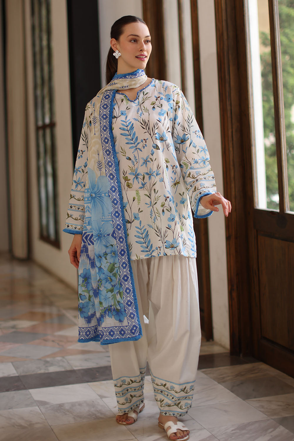 3 Piece Printed Lawn Suit with Printed Lawn Dupatta