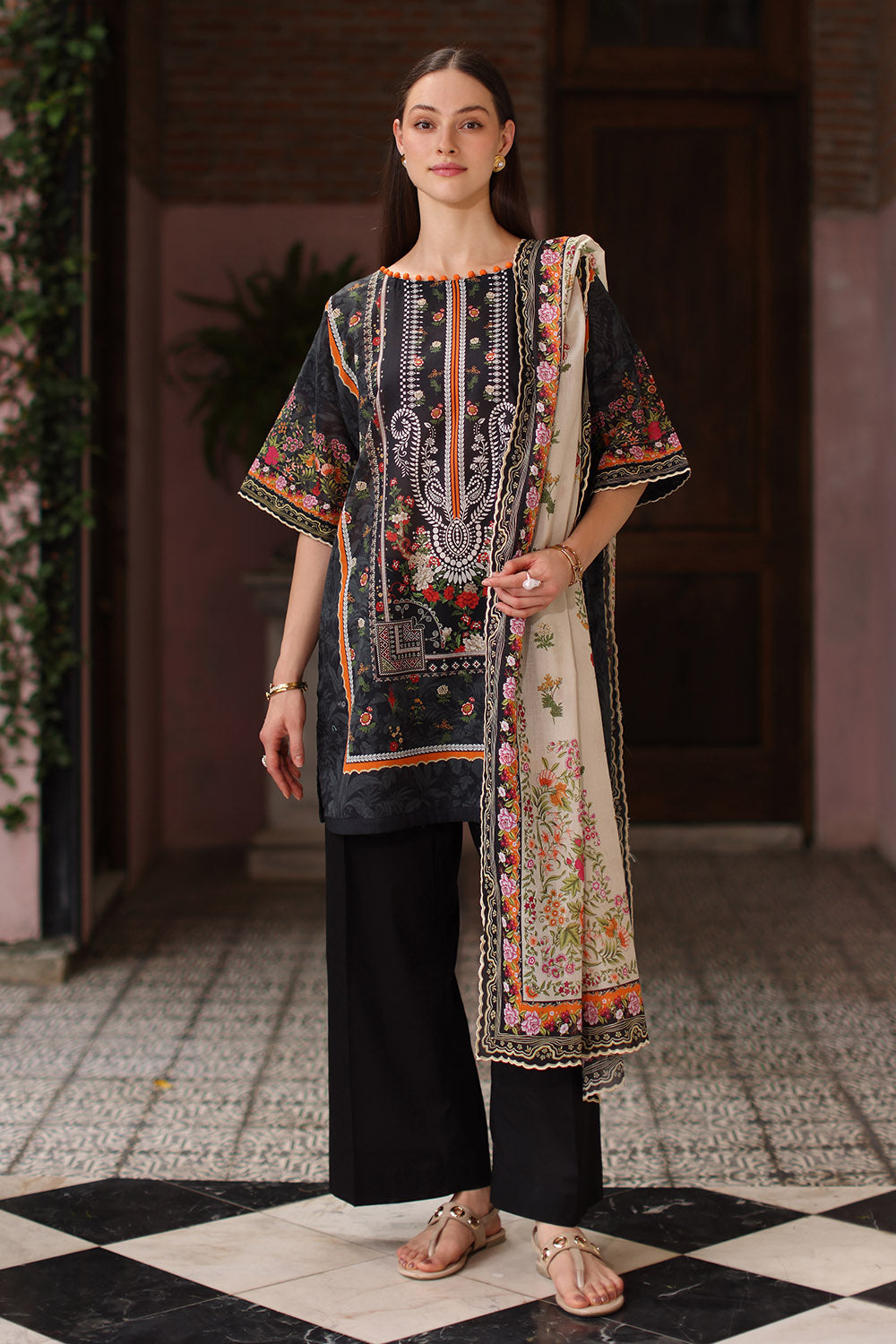 3 Piece Printed Lawn Suit with Printed Lawn Dupatta