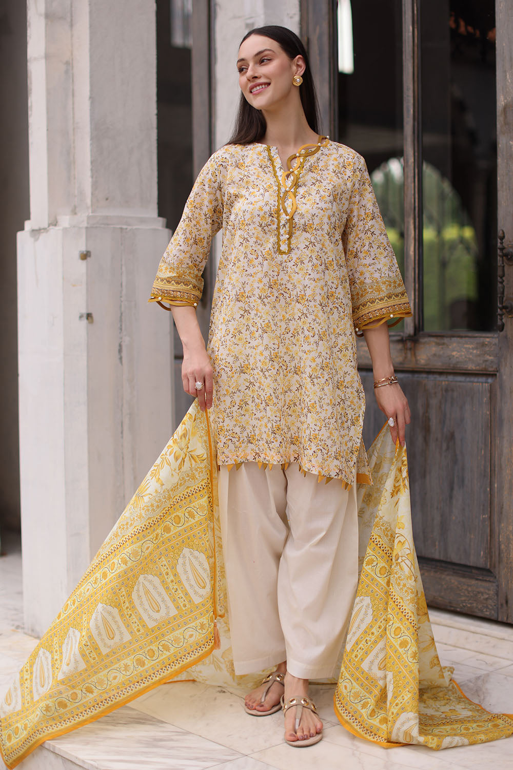 3 Piece Printed Lawn Suit with Printed Lawn Dupatta
