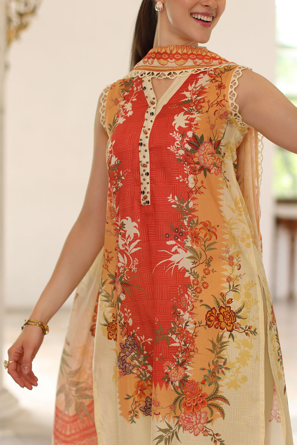 3 Piece Printed Lawn Suit with Printed Lawn Dupatta