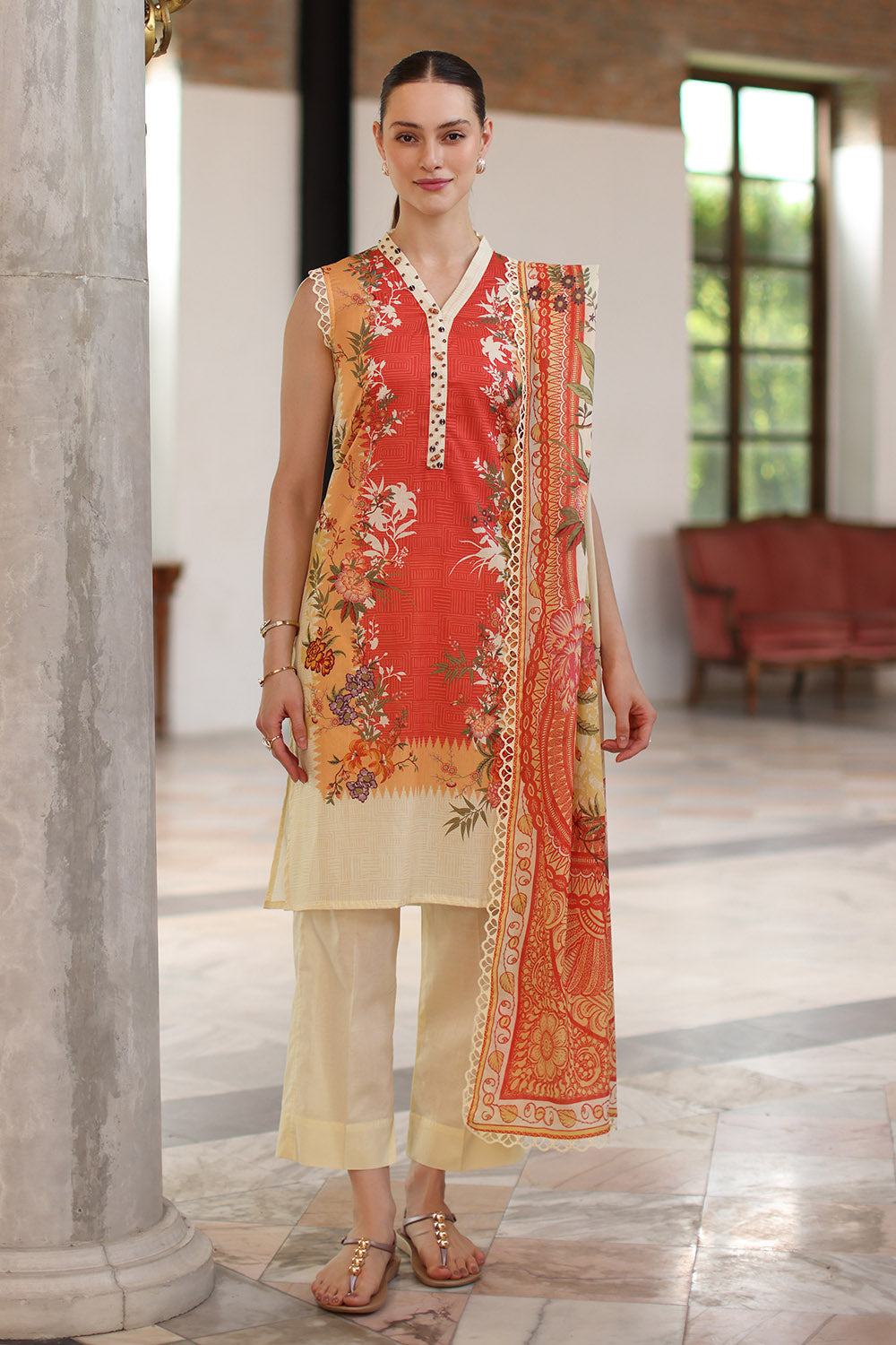 3 Piece Printed Lawn Suit with Printed Lawn Dupatta