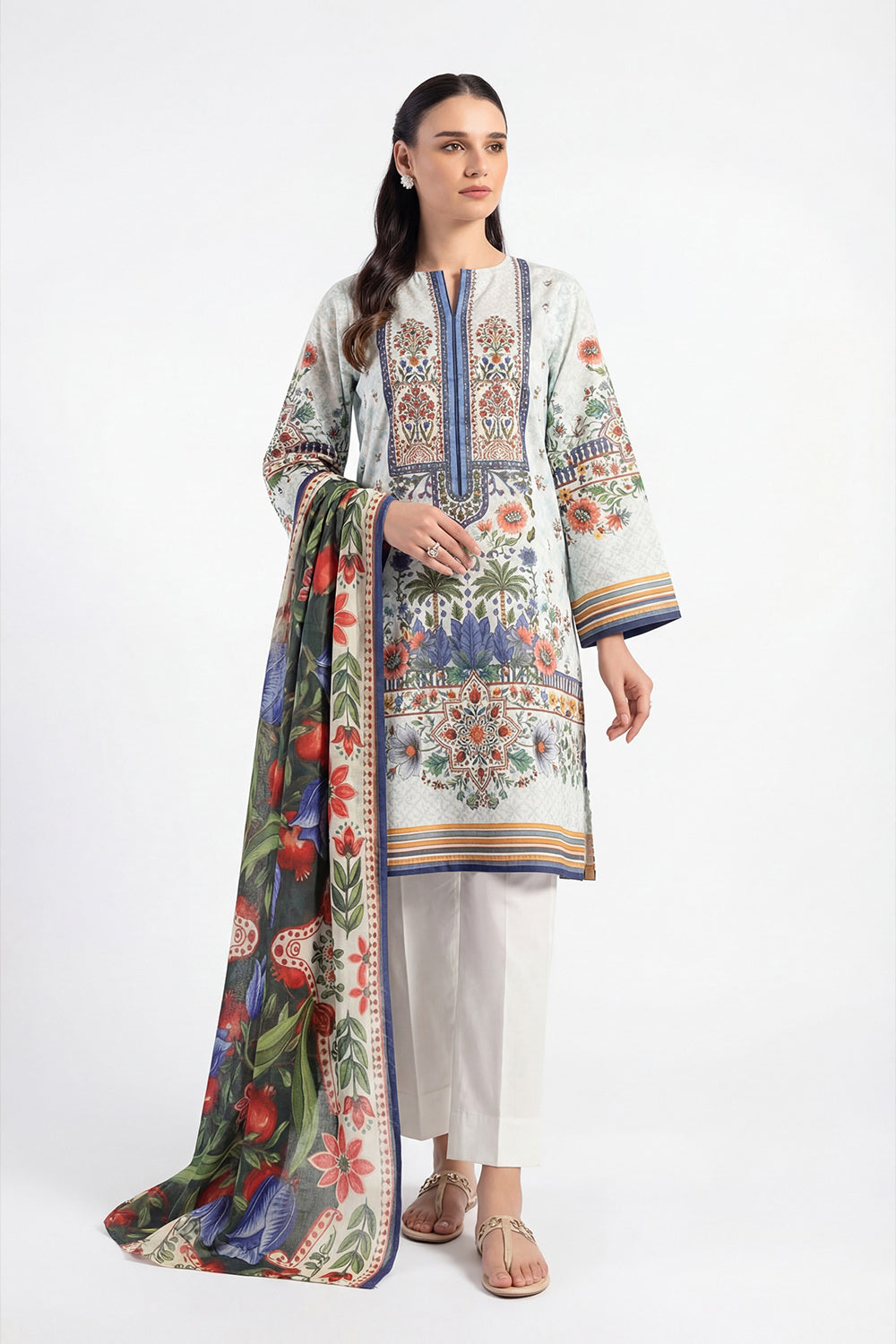 3 Piece Printed Lawn Suit With Dupatta