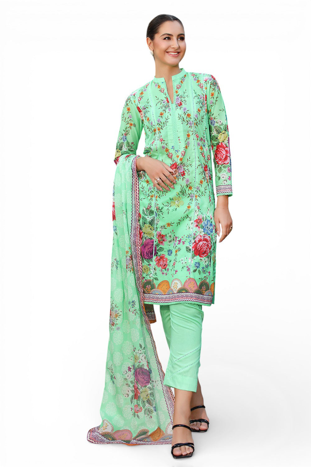 3 Piece Printed Lawn Suit With Dupatta