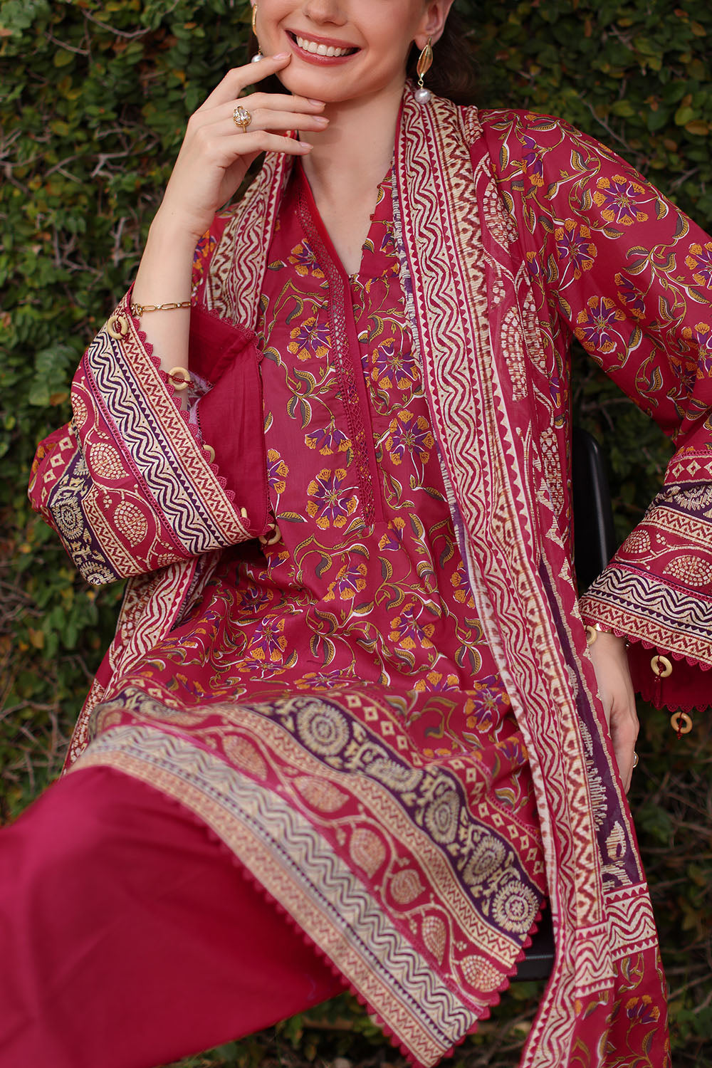 3 Piece Printed Lawn Suit with Printed Lawn Dupatta