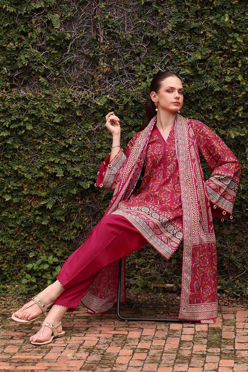 3 Piece Printed Lawn Suit with Printed Lawn Dupatta