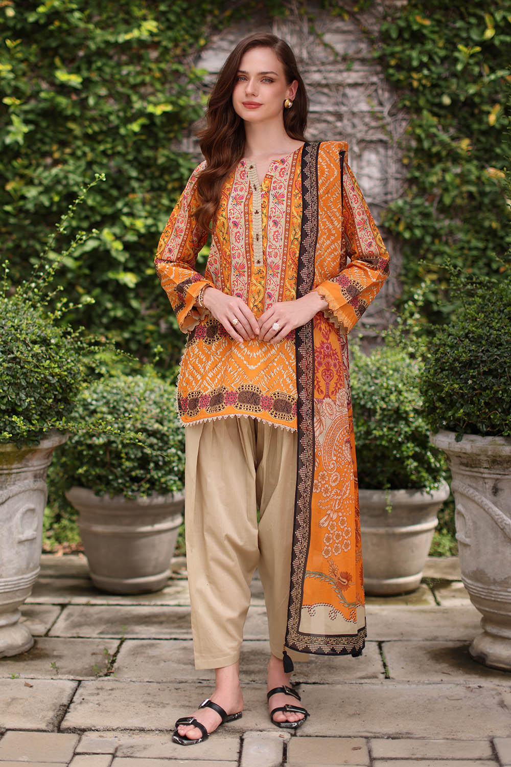 3 Piece Printed Lawn Suit with Printed Lawn Dupatta