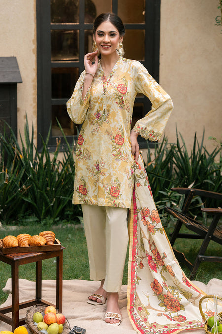 3 Piece Printed Lawn Suit with Printed Lawn Dupatta - W-FB-LB-26-485111