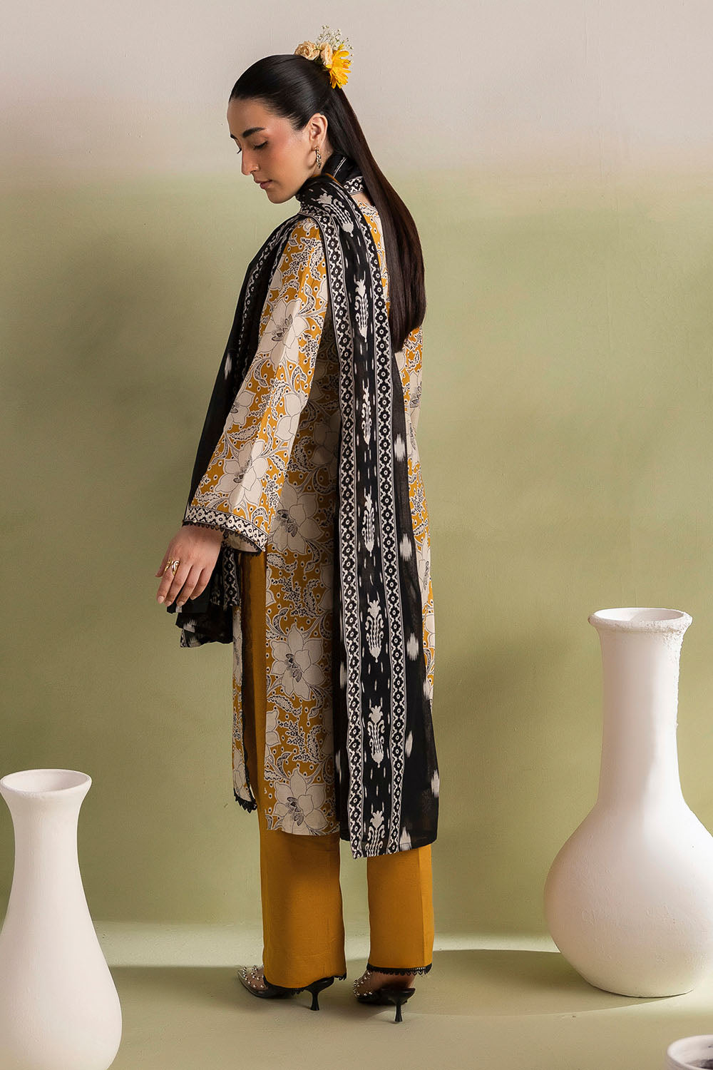 3 Piece Printed Lawn Suit with Embroidered Neckline and Printed Lawn Dupatta