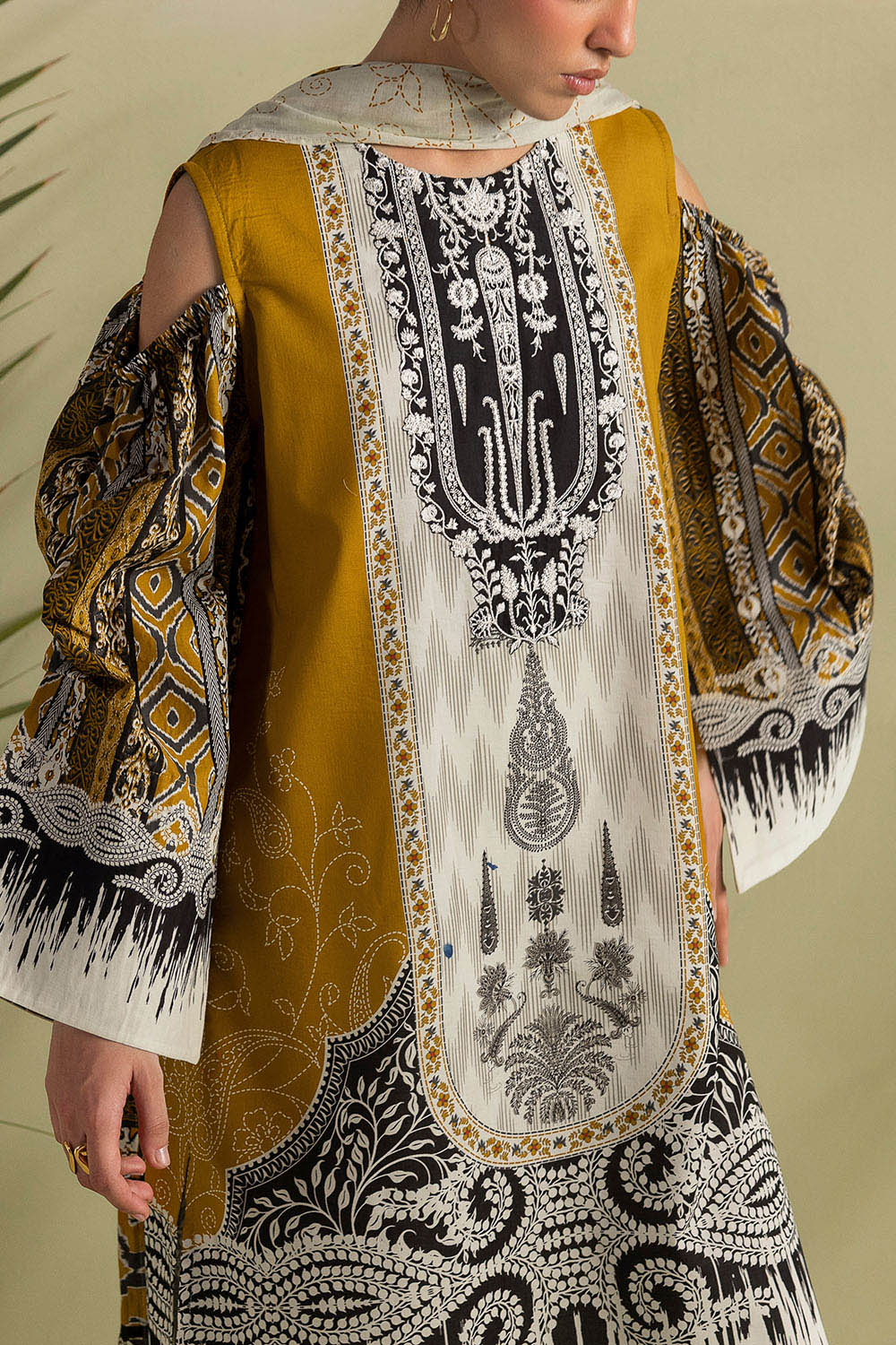 3 Piece Printed Lawn Suit with Embroidered Neckline