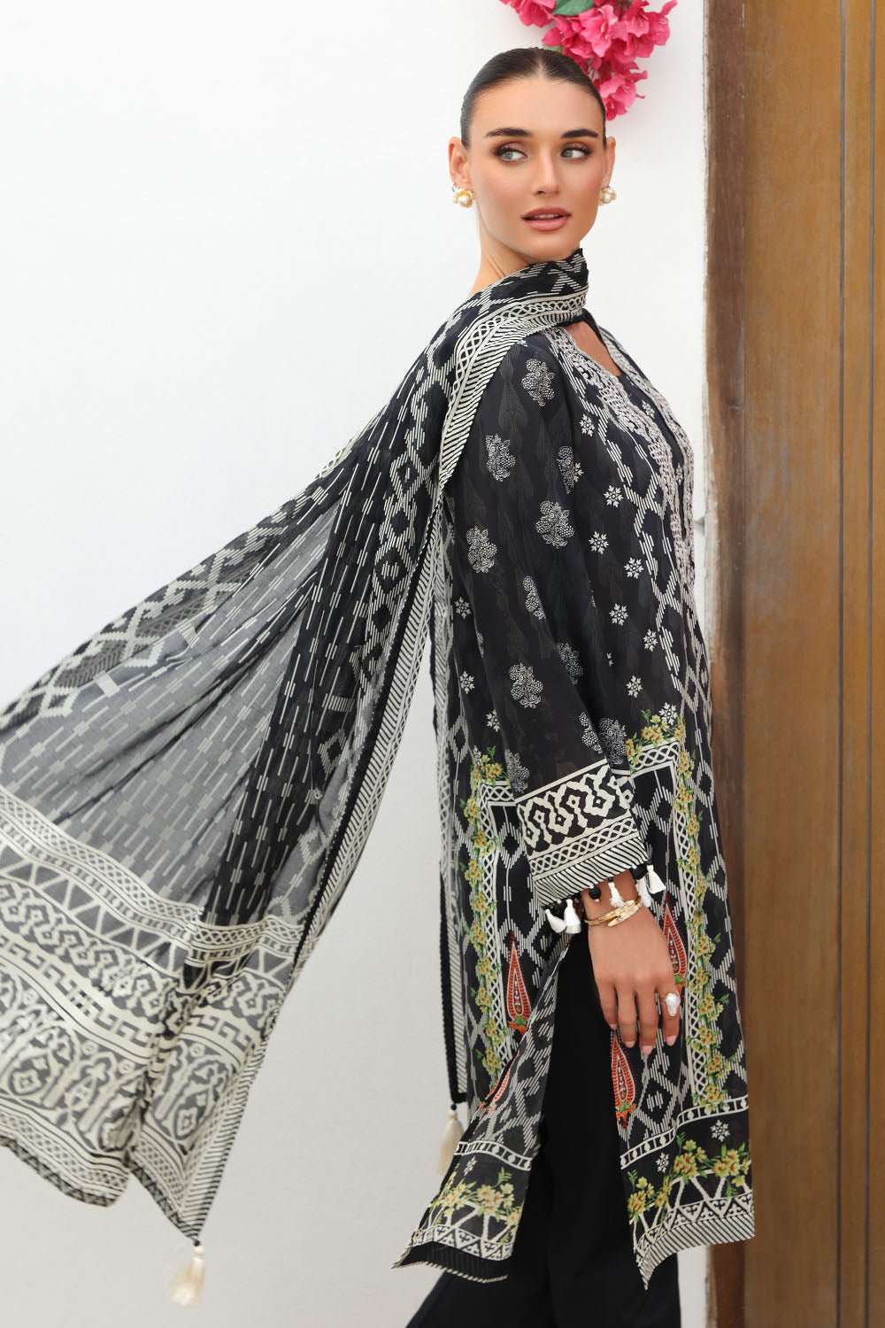 3 Piece Printed Lawn Suit with Embroidered Neckline and Printed Lawn Dupatta