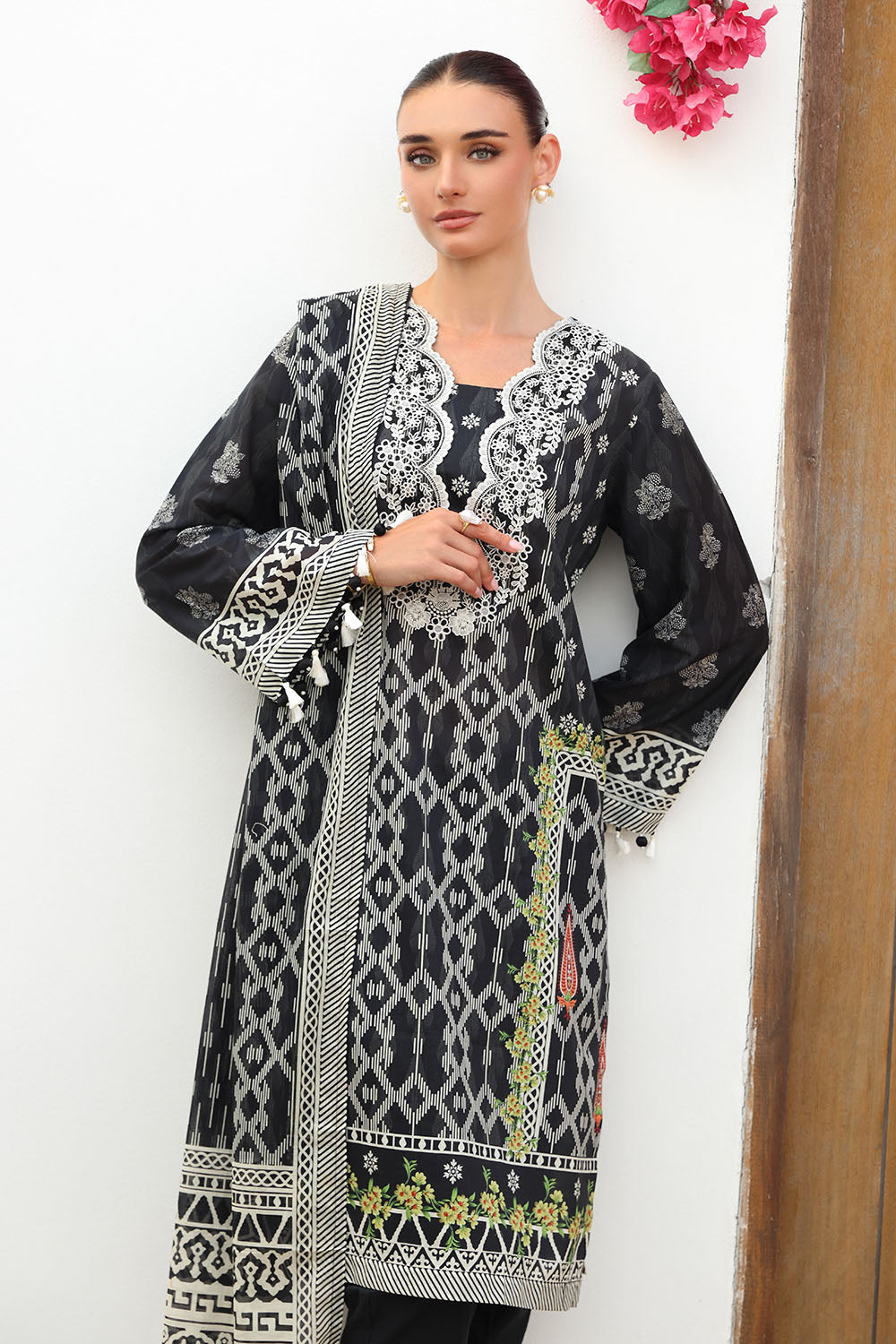 3 Piece Printed Lawn Suit with Embroidered Neckline and Printed Lawn Dupatta