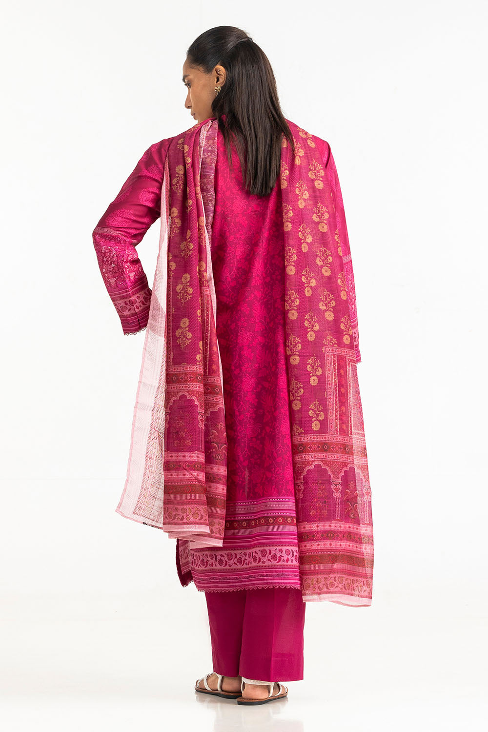 3 Piece Printed Lawn Suit with Leno Dupatta