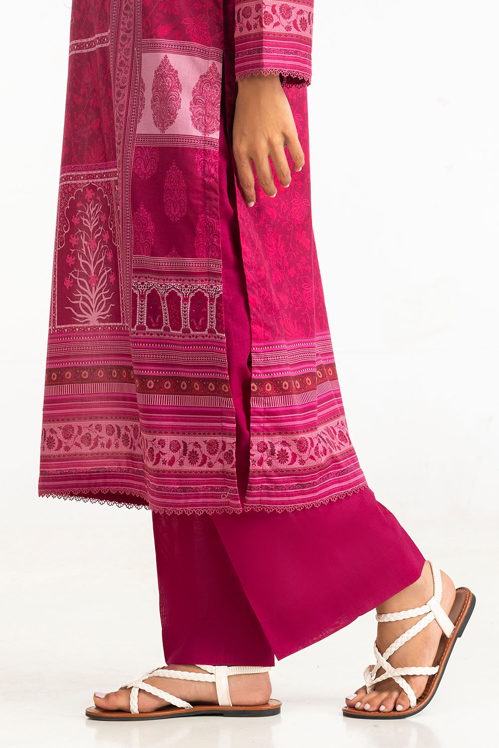 3 Piece Printed Lawn Suit with Leno Dupatta