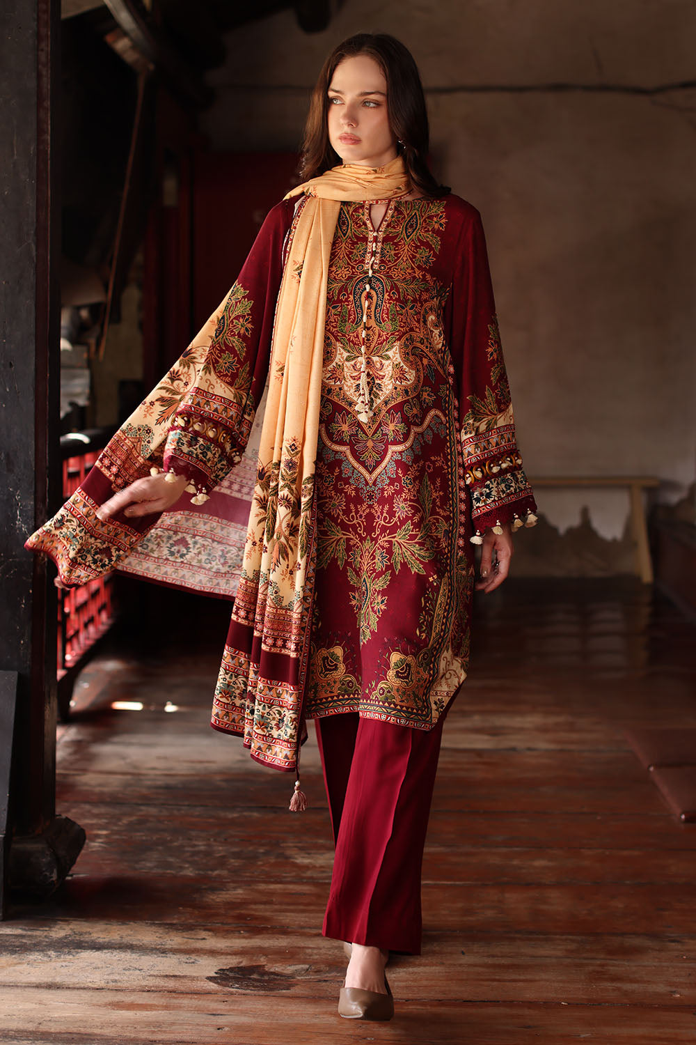 3 Piece Printed Linen Suit with Printed Linen Dupatta
