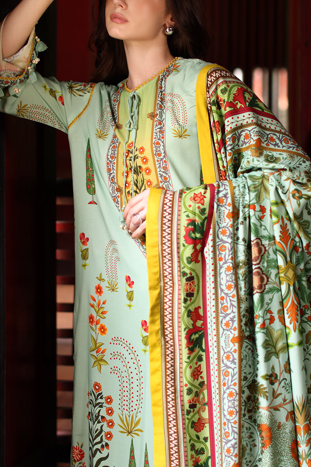 3 Piece Printed Linen Suit with Printed Linen Dupatta