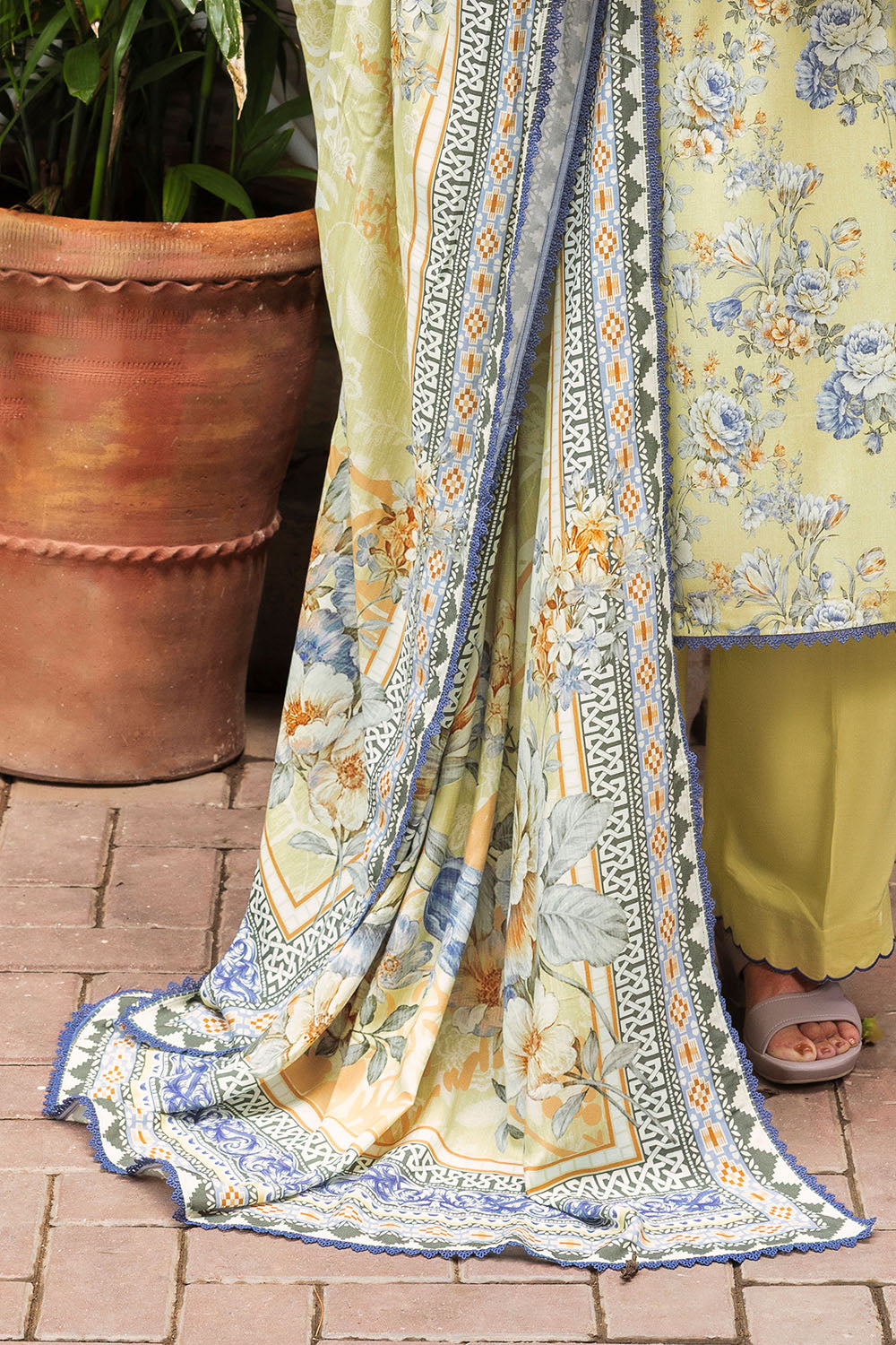 3 Piece Printed Linen Suit