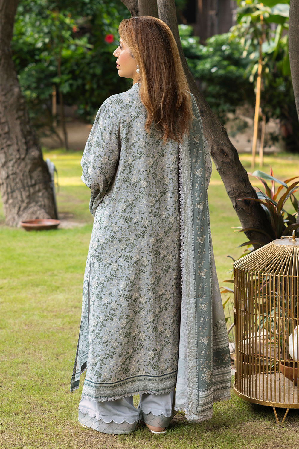 3 Piece Printed Linen Suit