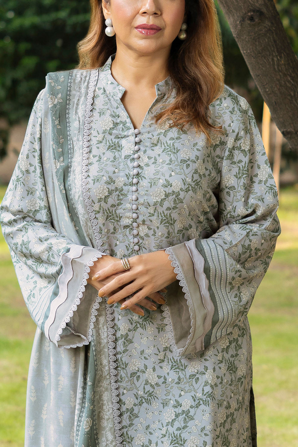 3 Piece Printed Linen Suit