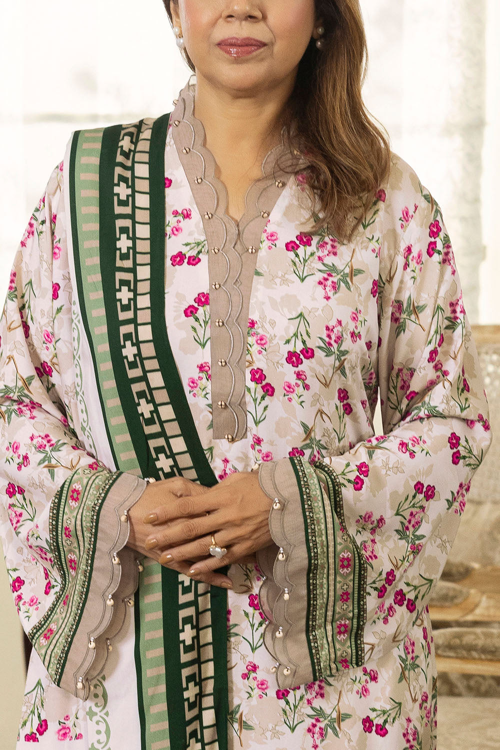 3 Piece Printed Linen Suit
