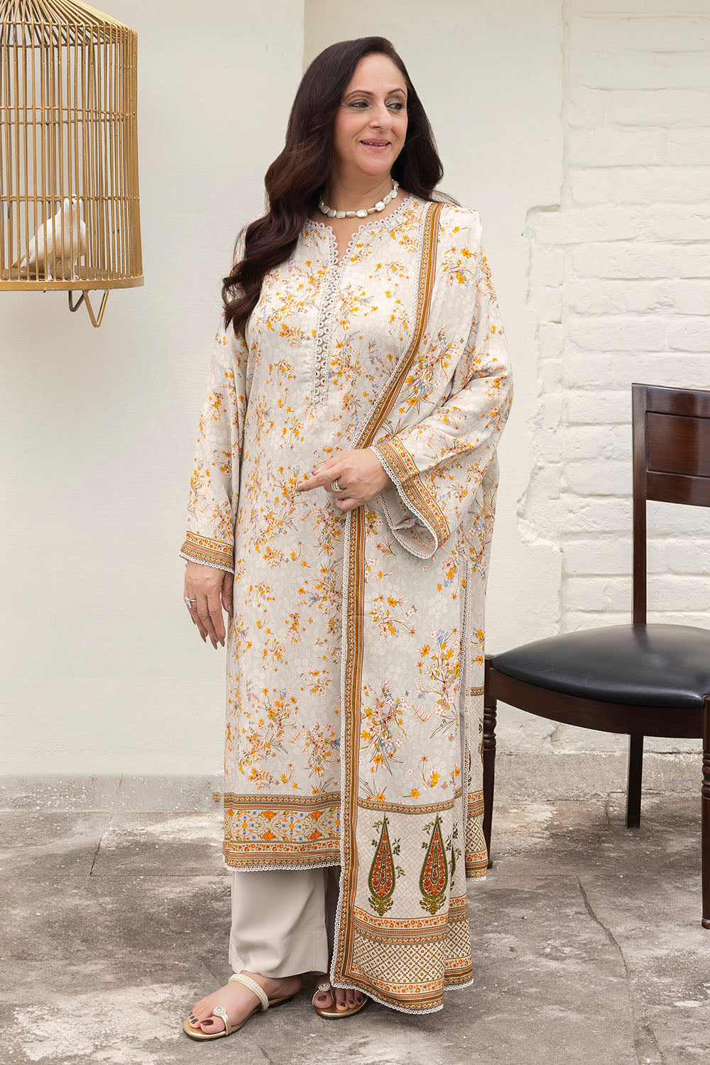3 Piece Printed Linen Suit