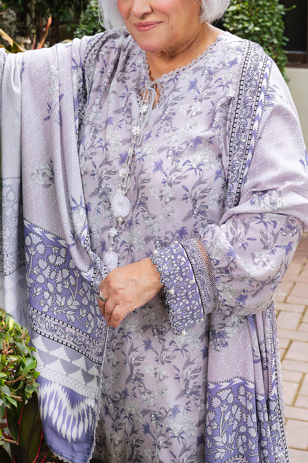 3 Piece Printed Linen Suit