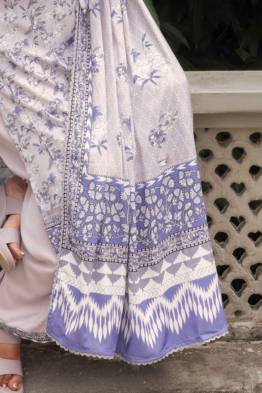 3 Piece Printed Linen Suit