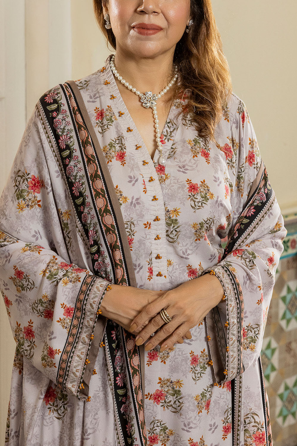 3 Piece Printed Linen Suit