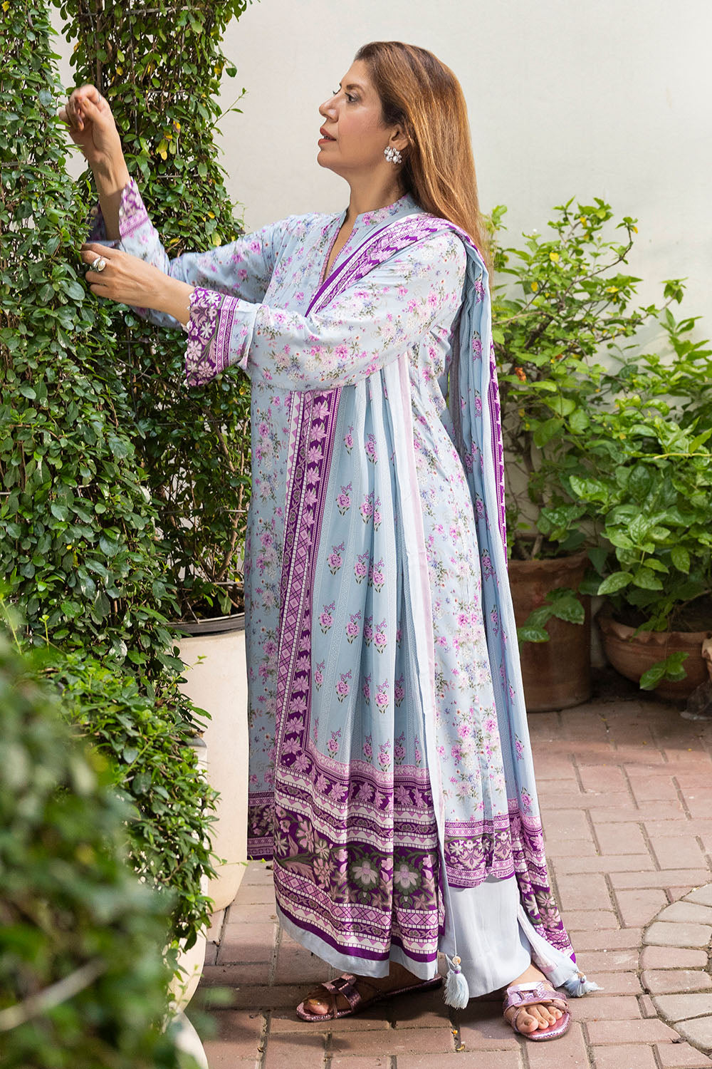 3 Piece Printed Linen Suit