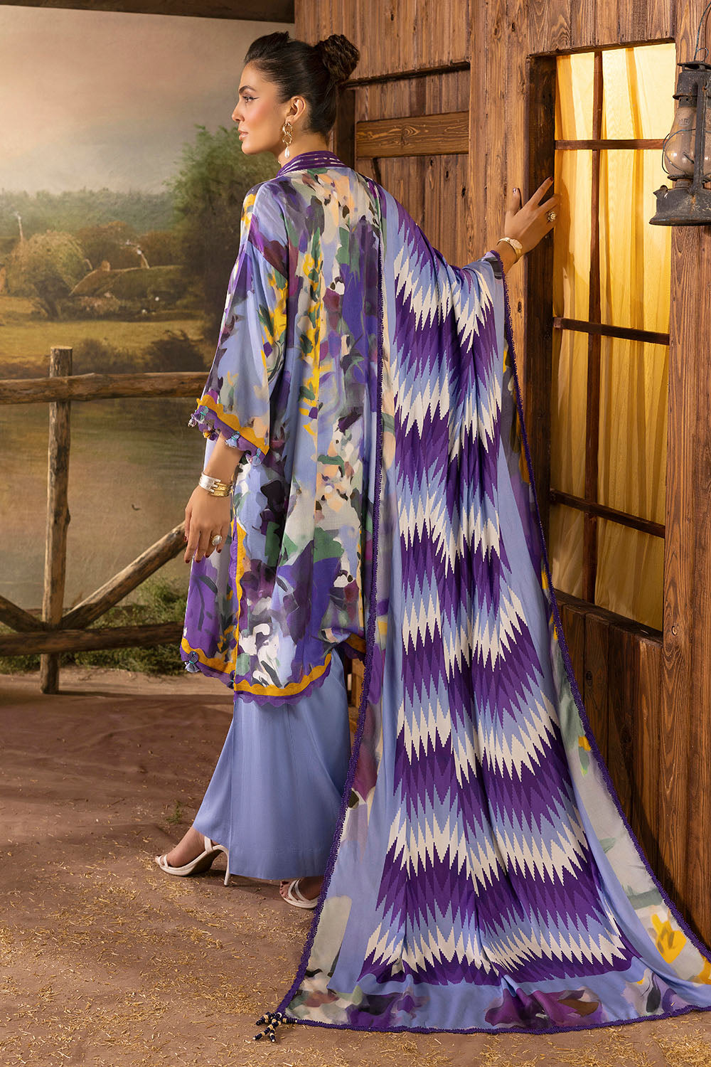 3 Piece Printed Linen Suit with Dupatta